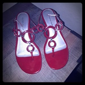 Red Wedge Sandals
